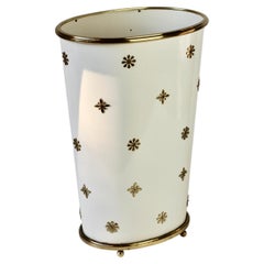 White Enamelled Brass Umbrella Stand by Vereinigte Werkstätten München c. 1955