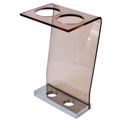 1970s Michel Dumas for Roche Bobois Lucite Acrylic & Chrome Umbrella Stand Rack