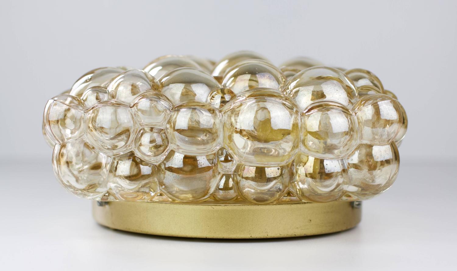 Vintage 1960s Square Amber Colored Bubble Glass Wall Light or Sconce by Limburg For Sale at 1stdibs