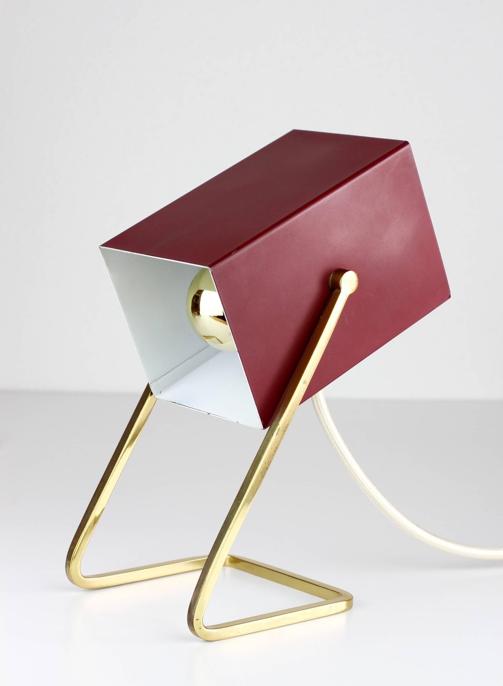 Metal 1950s German Minimalist Modernist Cube Table Lamp/Desk Light by Kaiser Leuchten