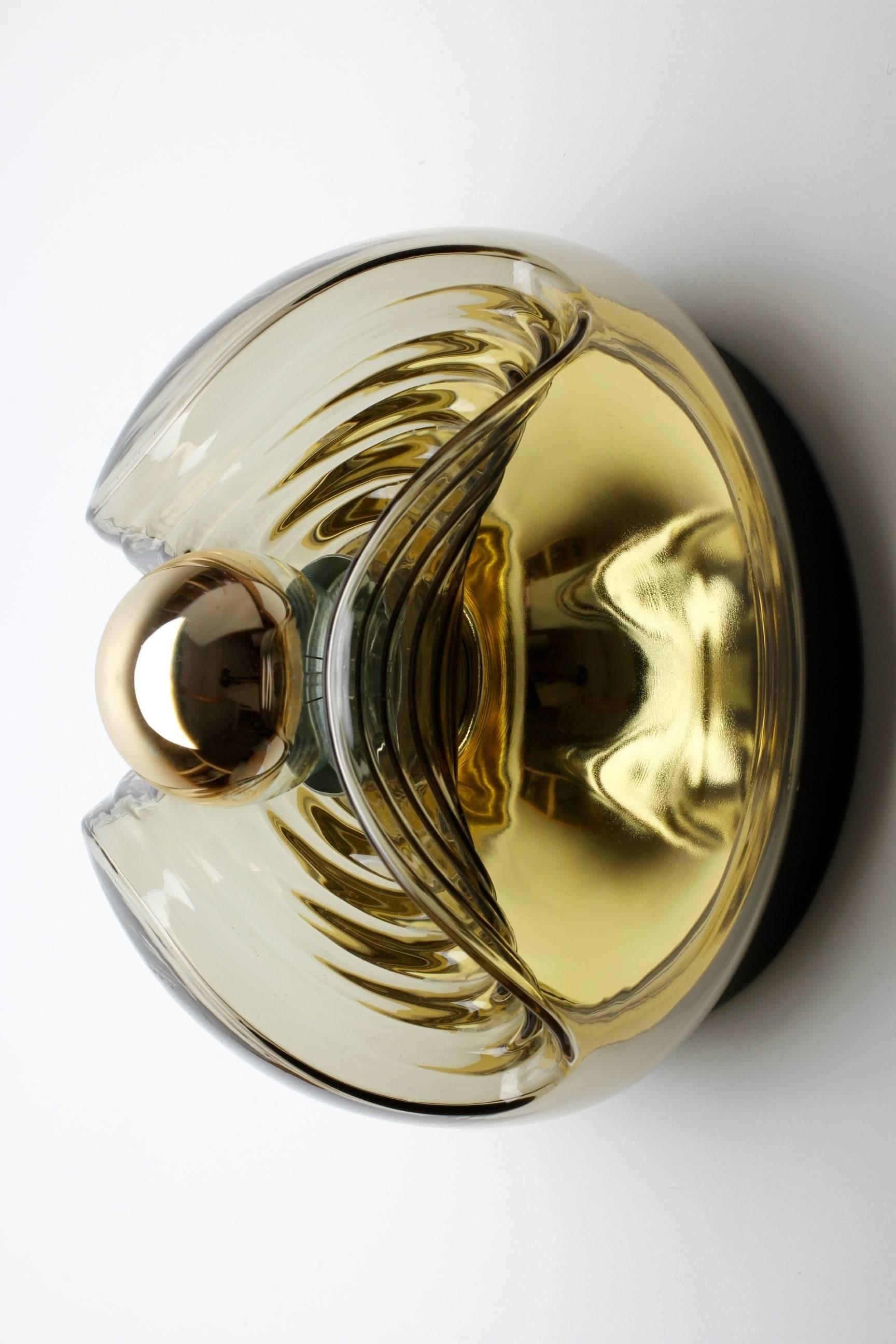 Painted 1970s Smoked Glass Koch & Lowy Biomorphic Wall Light Sconce for Peill & Putzler