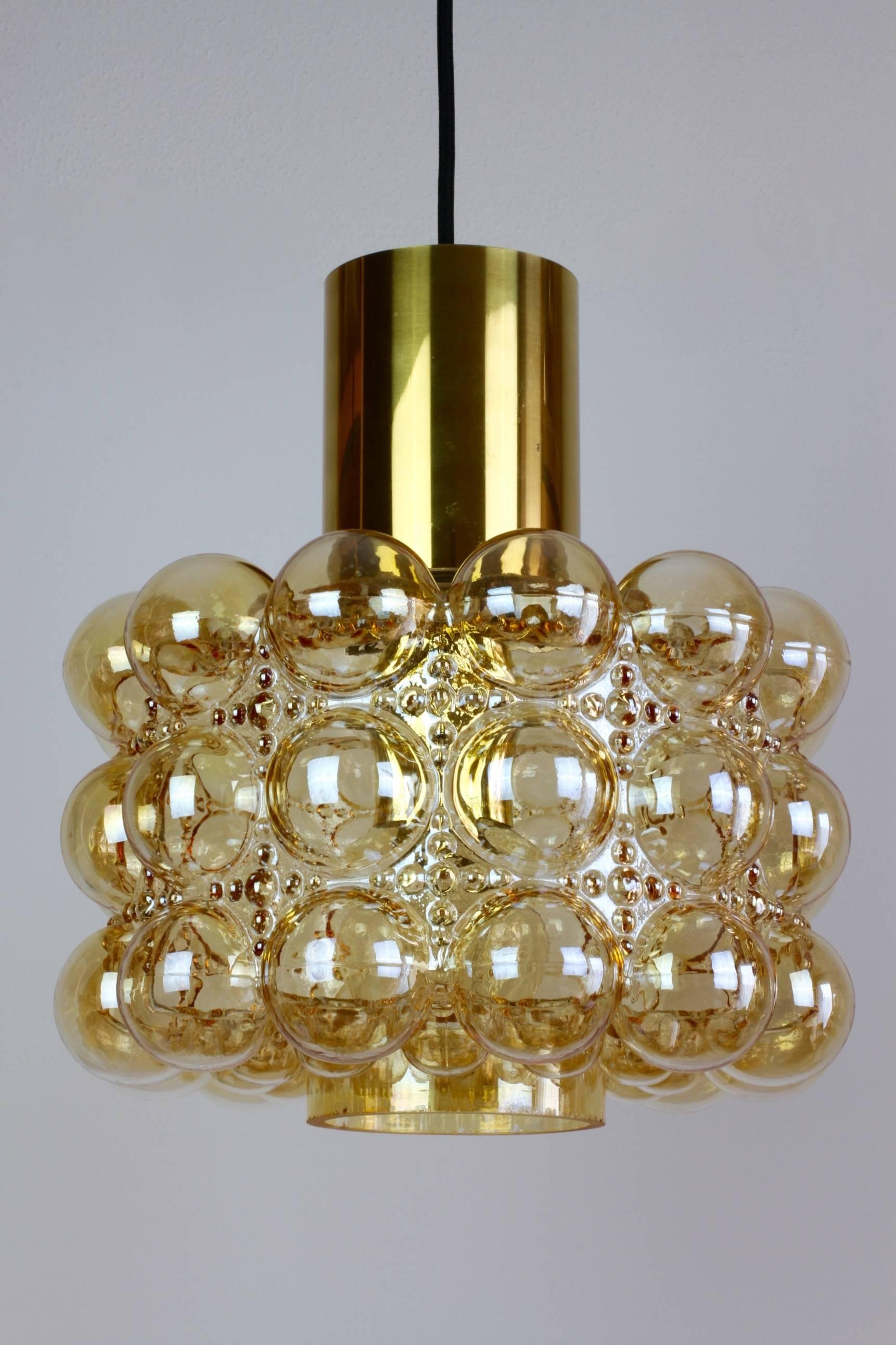 Mid-Century Modern Extra Large Amber Bubble Glass Pendant Light by Helena Tynell for Limburg