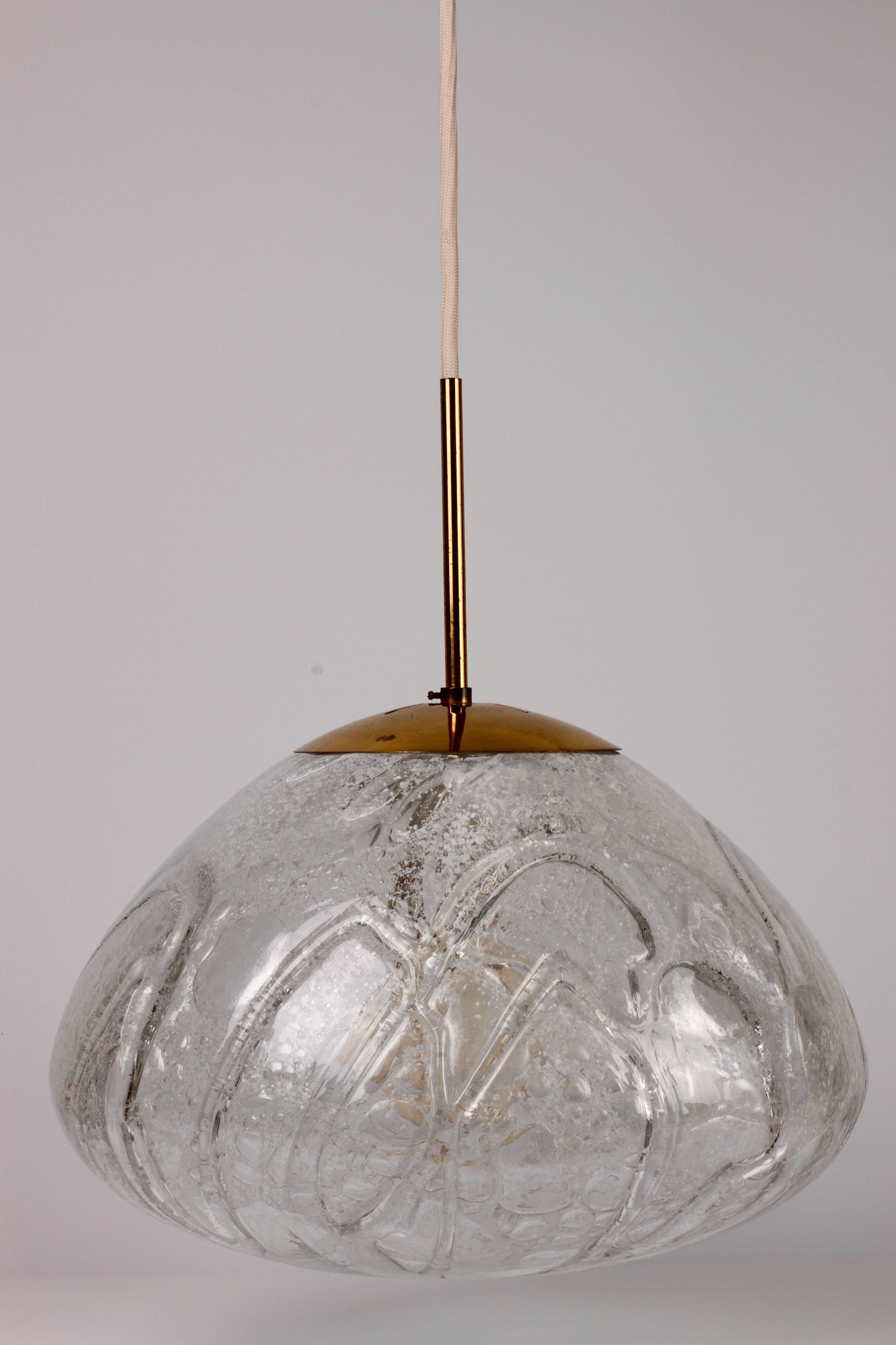Mid-Century Modern Large & Elegant German Mid Century Murano Ice Glass Round Globe by Doria 1960s