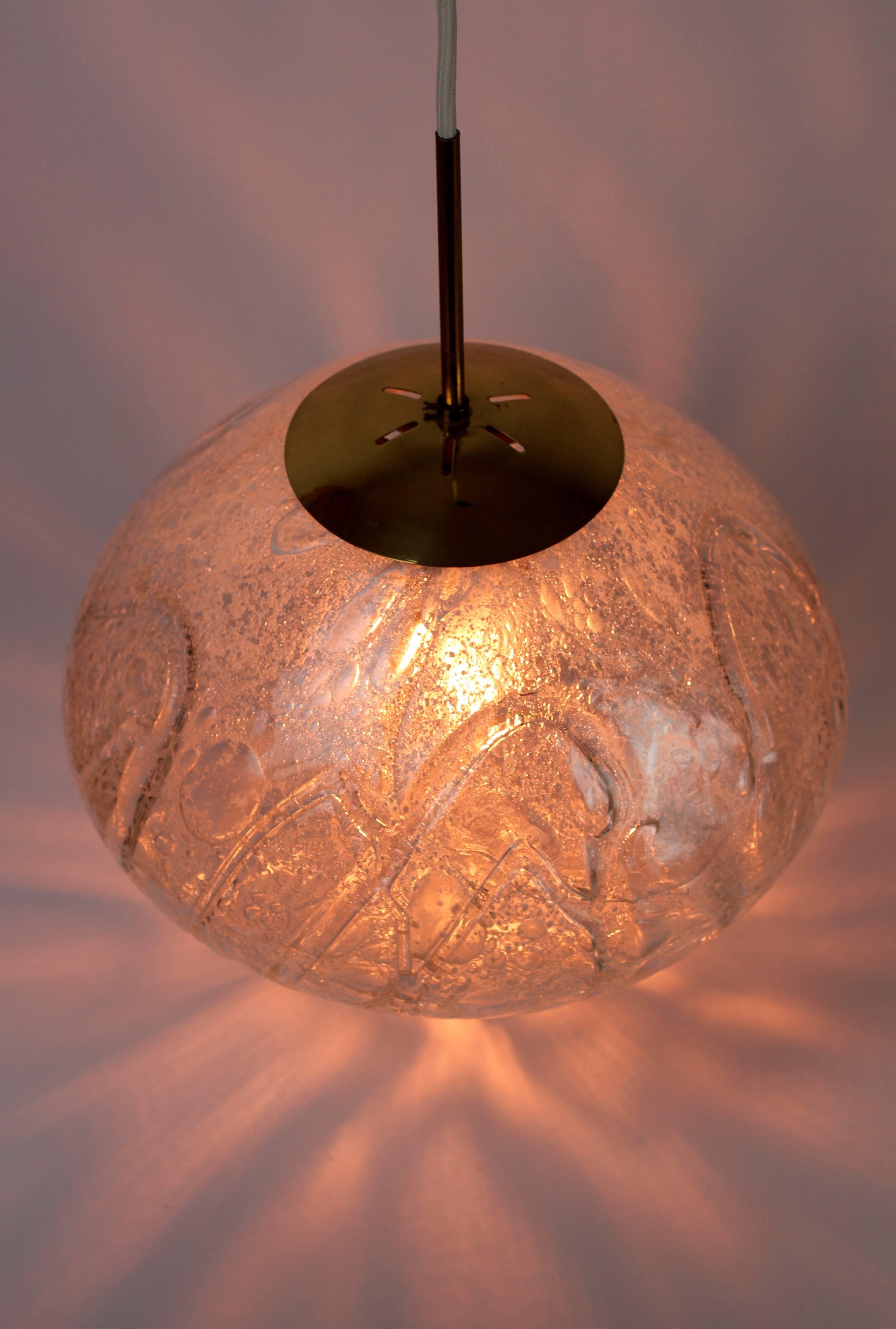 20th Century Large & Elegant German Mid Century Murano Ice Glass Round Globe by Doria 1960s