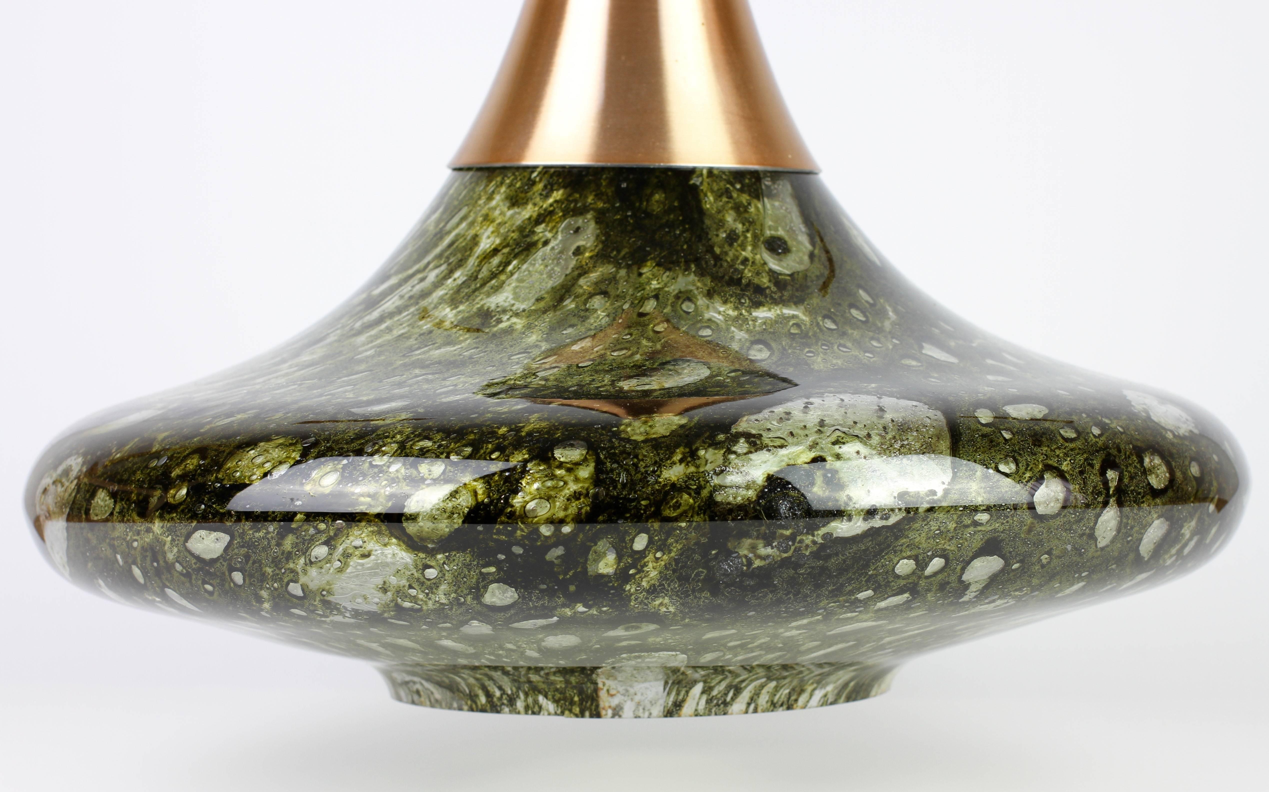 Molded Rare German Mid-Century Green Murano Glass Pendant Light by Doria, circa 1970