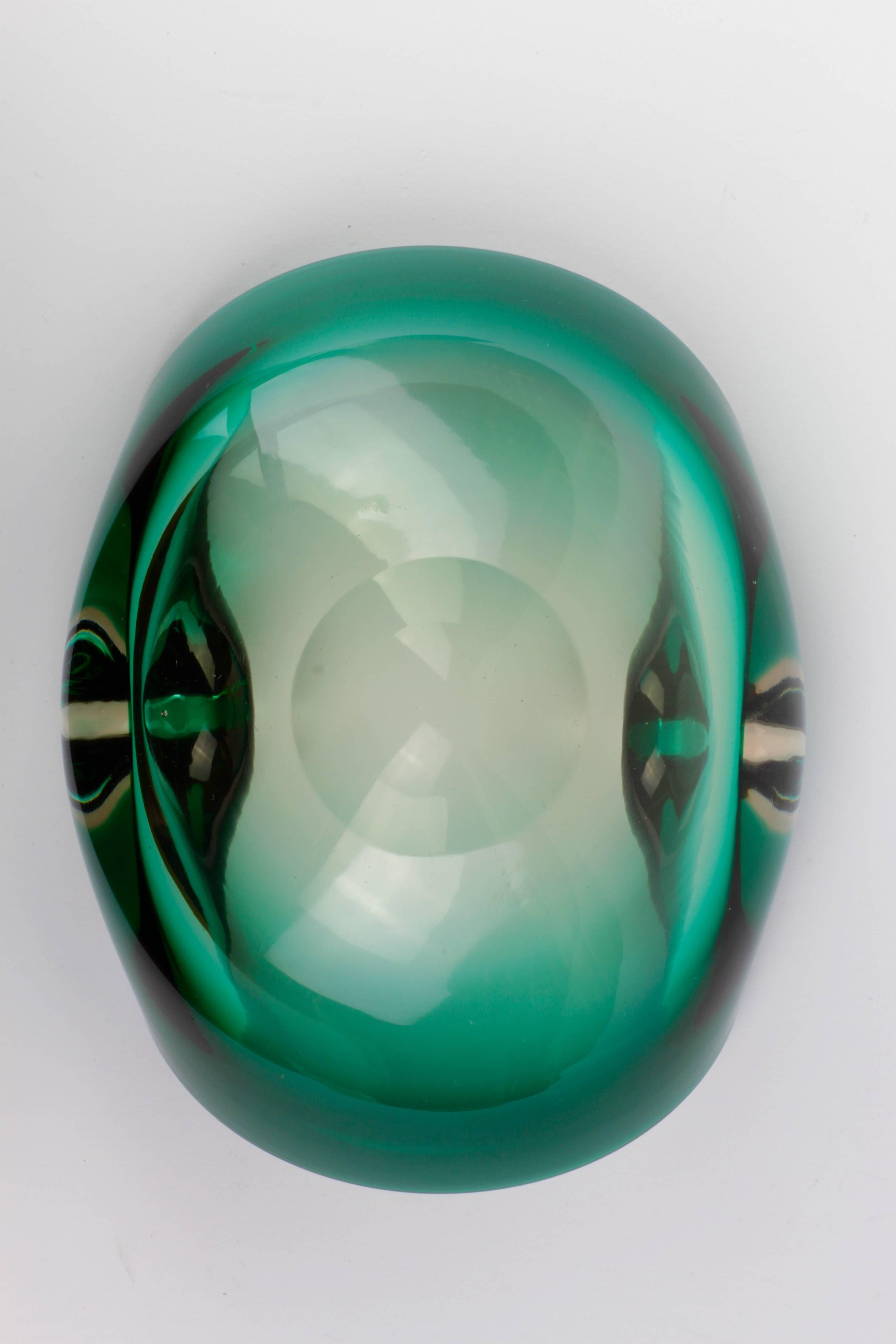 Green Murano Glass Bowl Attributed to Flavio Poli for Seguso d'Arte, circa 1960 1