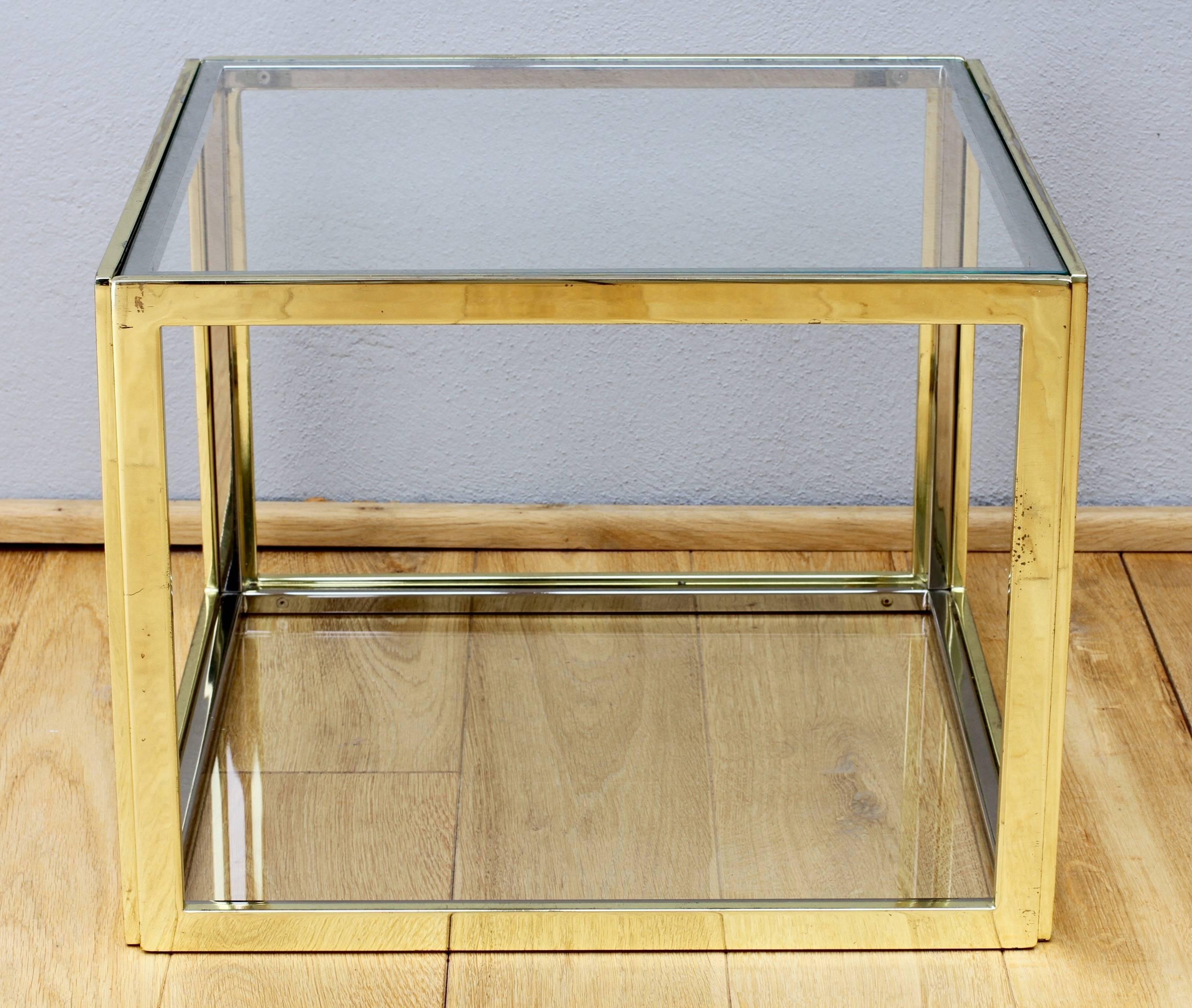 Mid-Century Modern Mid-Century French Brass & Chrome Side Table by Maison Charles, circa 1970s