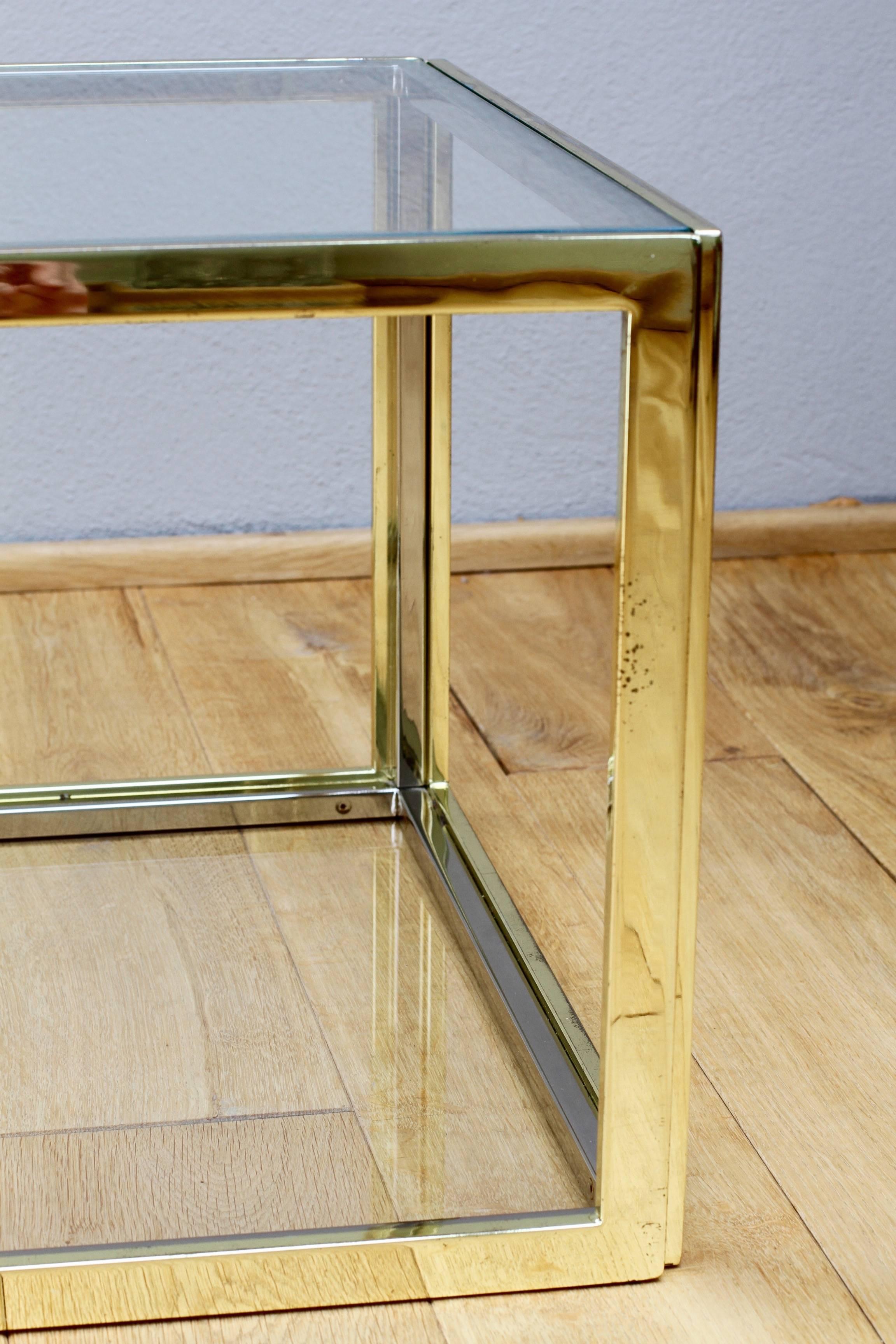 Mid-Century French Brass & Chrome Side Table by Maison Charles, circa 1970s In Fair Condition In Landau an der Isar, Bayern