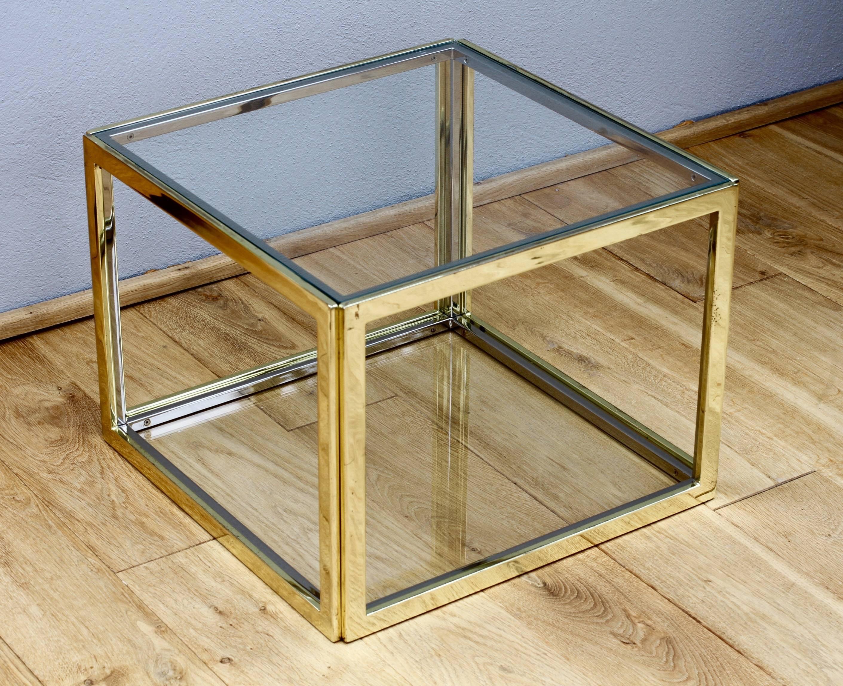 Mid-Century French Brass & Chrome Side Table by Maison Charles, circa 1970s 2