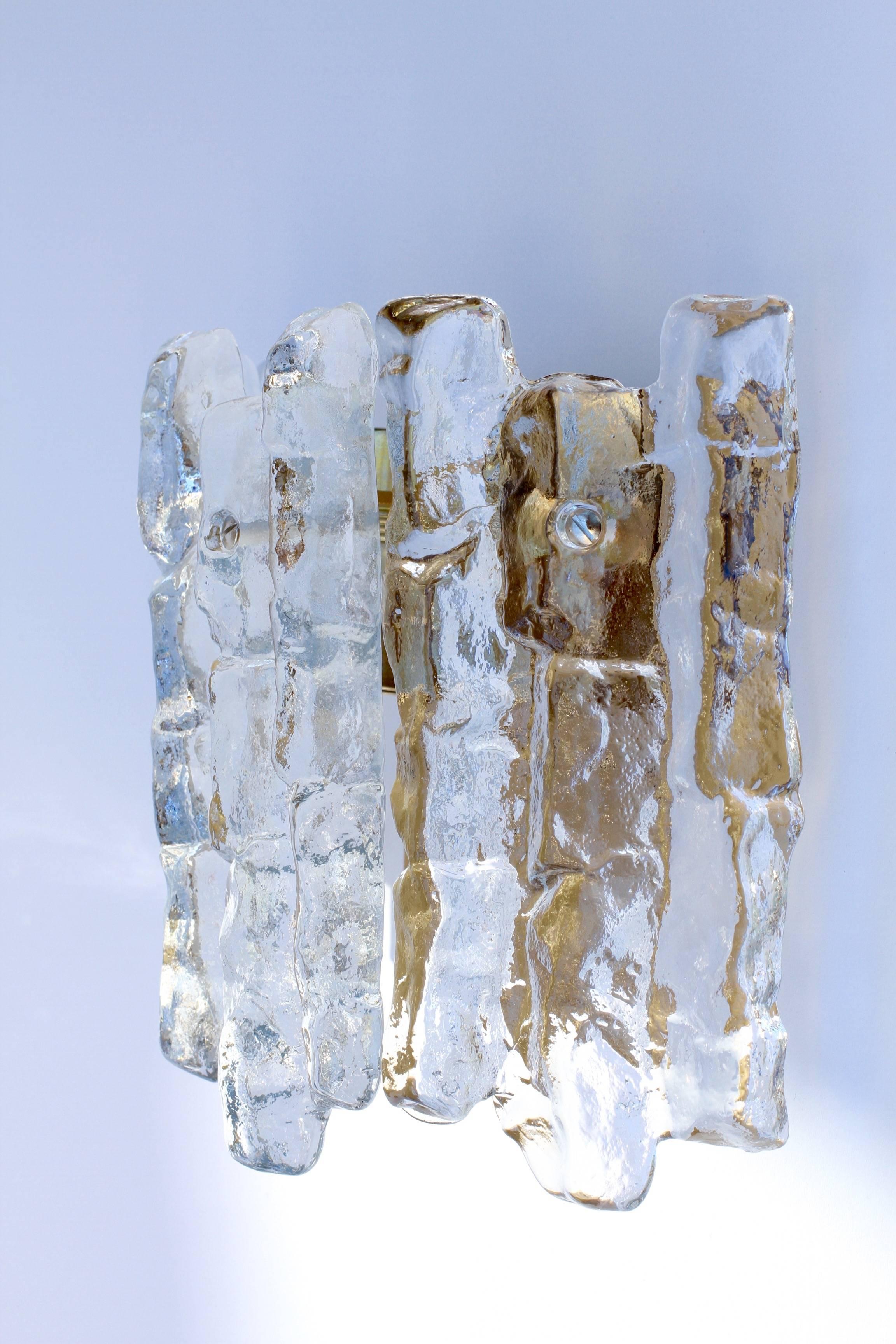 Mid-Century Modern Mid-Century Kalmar Ice Crystal Glass Wall Light or Sconce 'Rare New Old Stock'