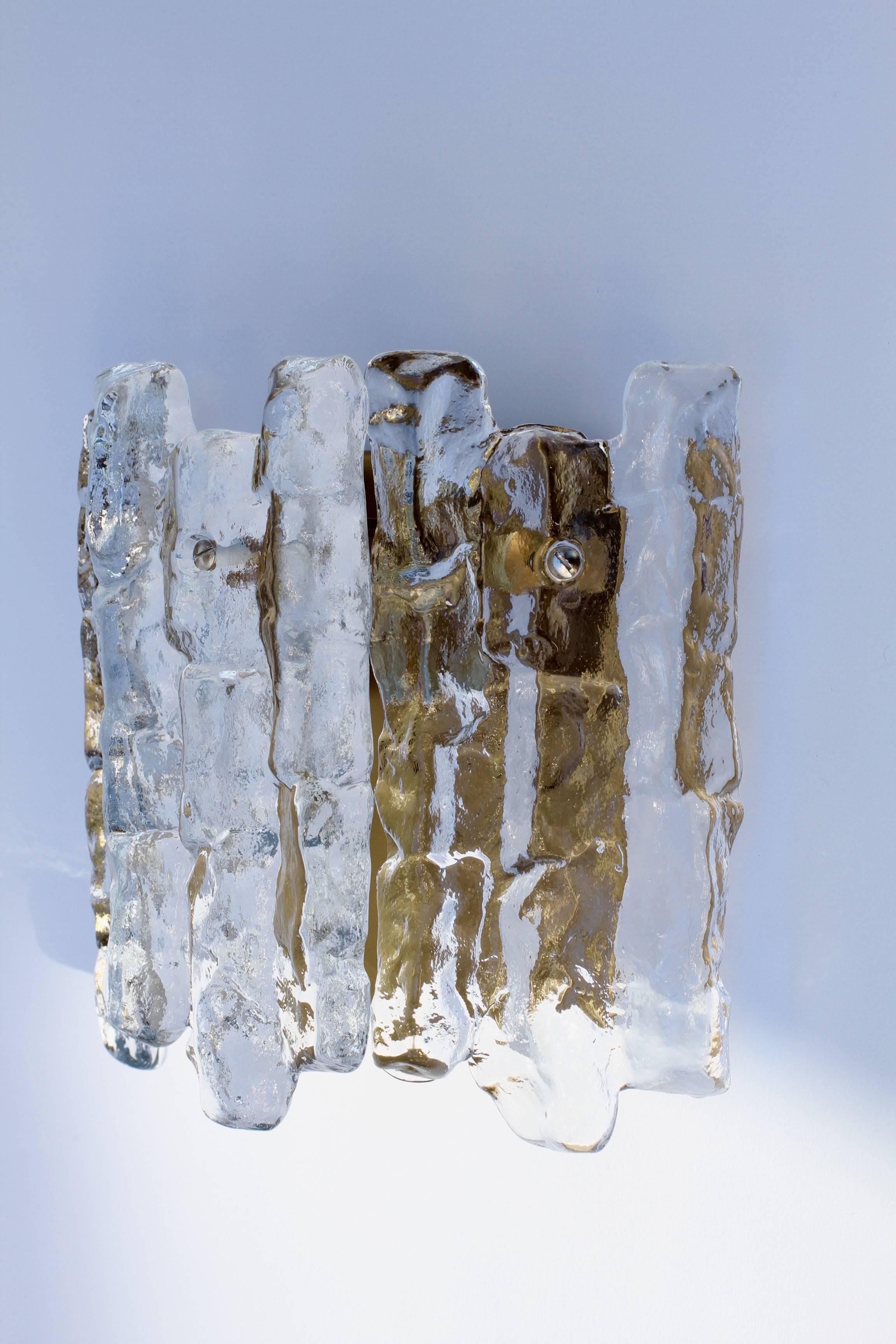 Austrian Mid-Century Kalmar Ice Crystal Glass Wall Light or Sconce 'Rare New Old Stock'