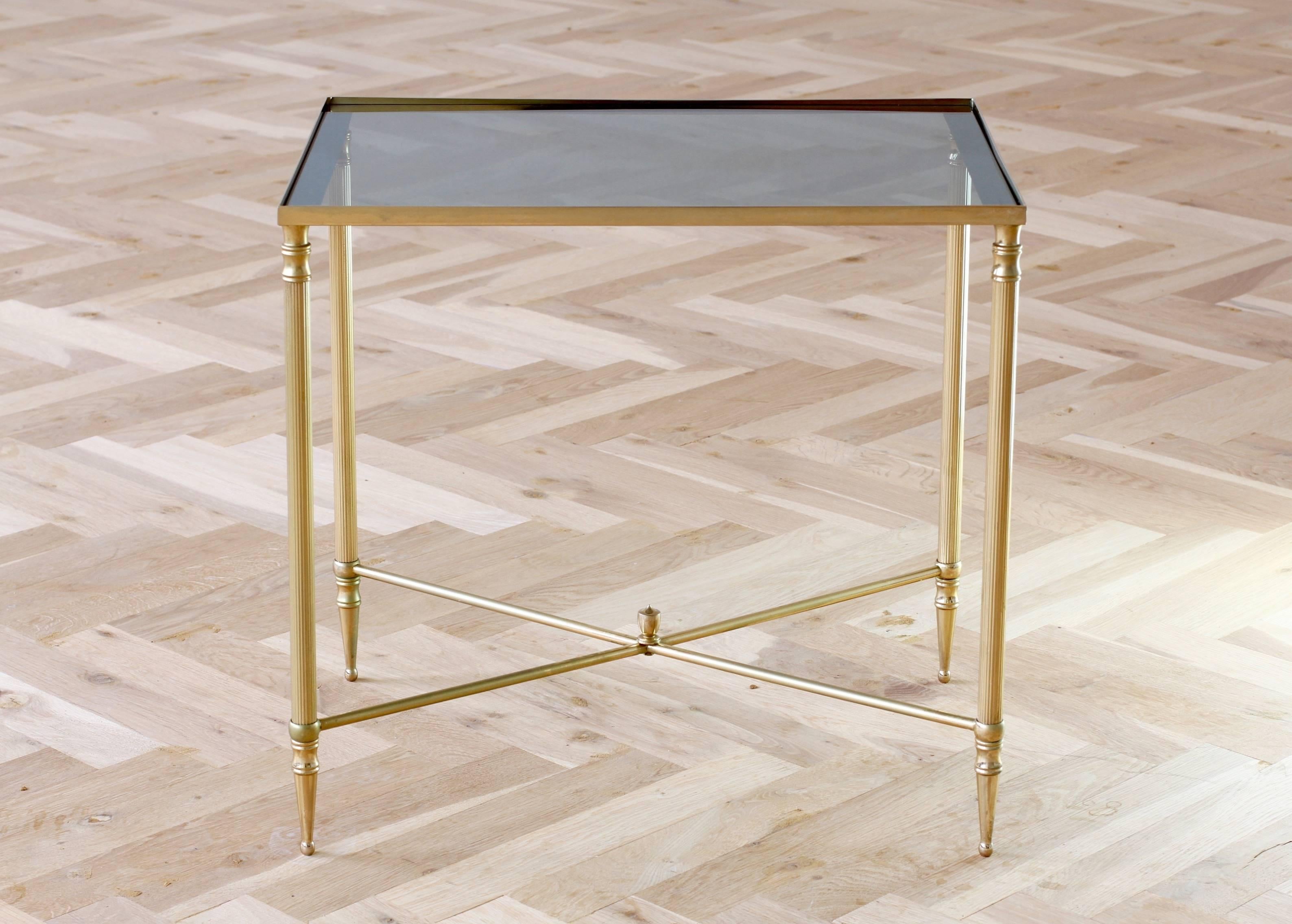 Hollywood Regency Mid-Century French Brass Side or End Table Attributed to Maison Jansen
