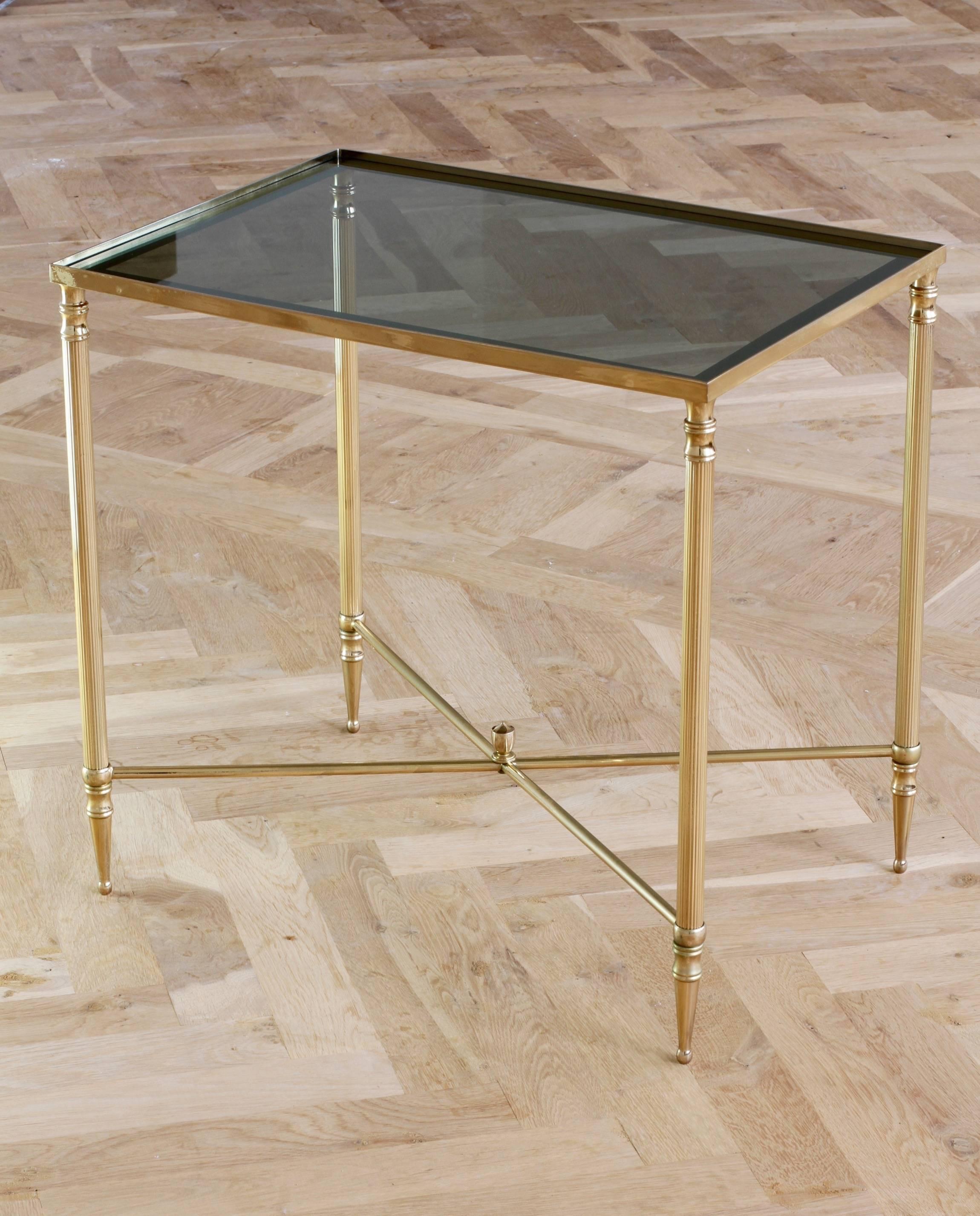 Polished Mid-Century French Brass Side or End Table Attributed to Maison Jansen