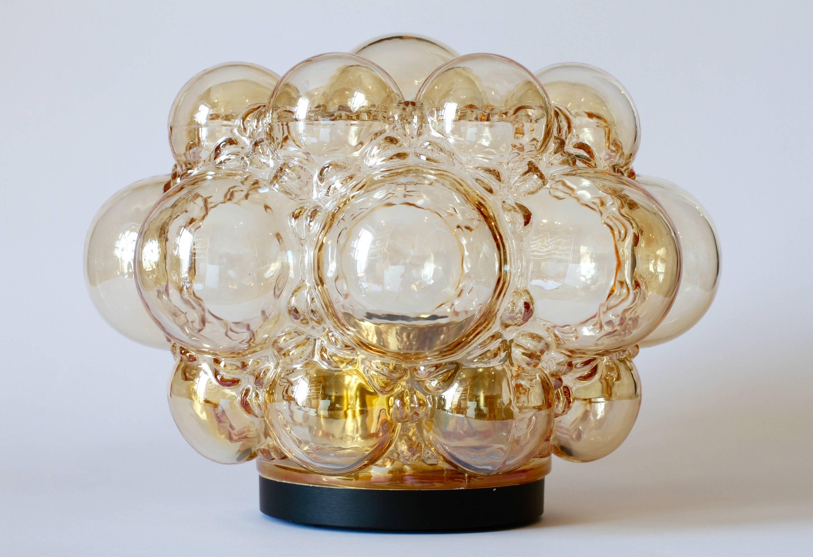 Molded Amber Toned Bubble Glass Flush Mount Lights by Helena Tynell for Limburg, 1960s