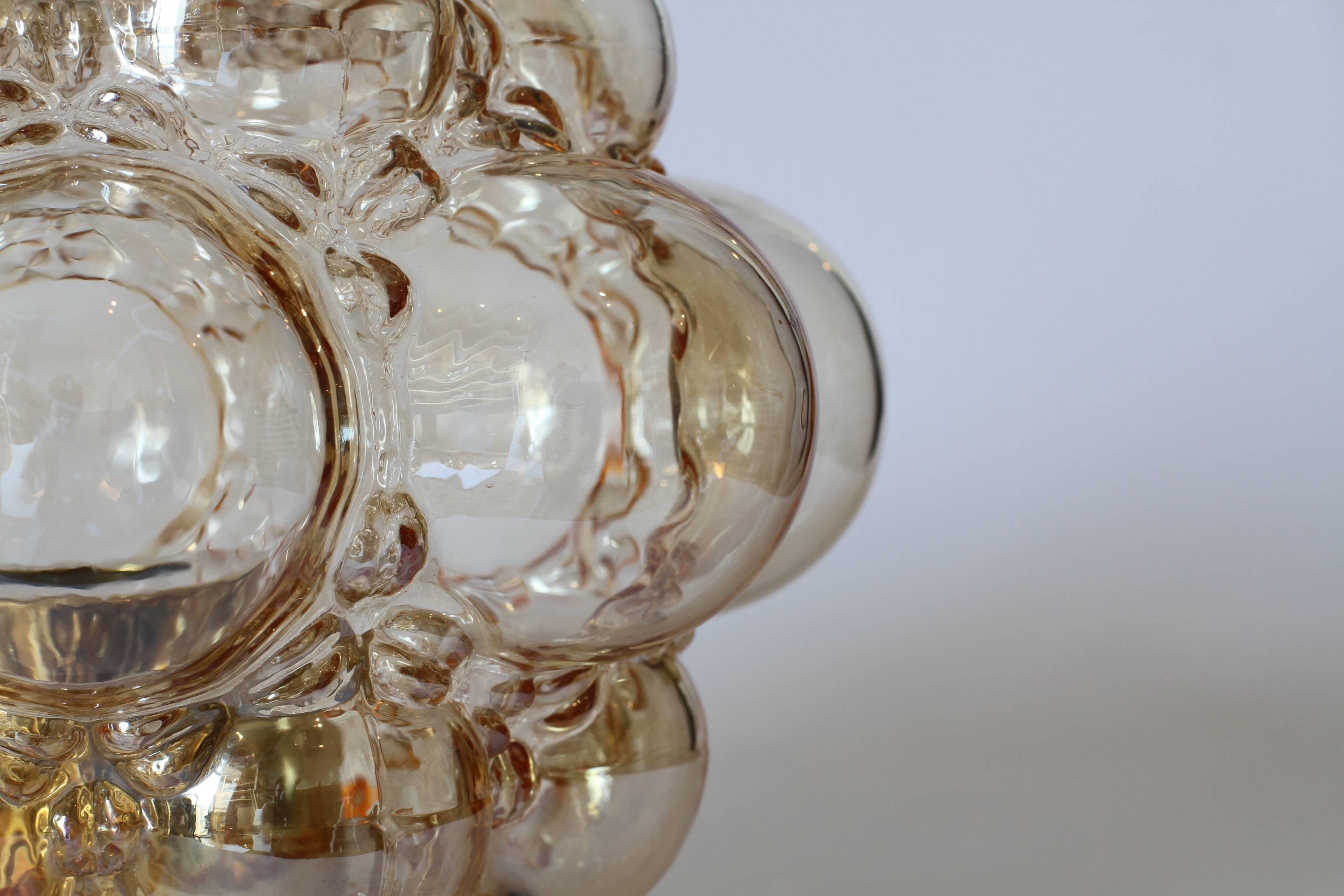 Metal Amber Toned Bubble Glass Flush Mount Lights by Helena Tynell for Limburg, 1960s