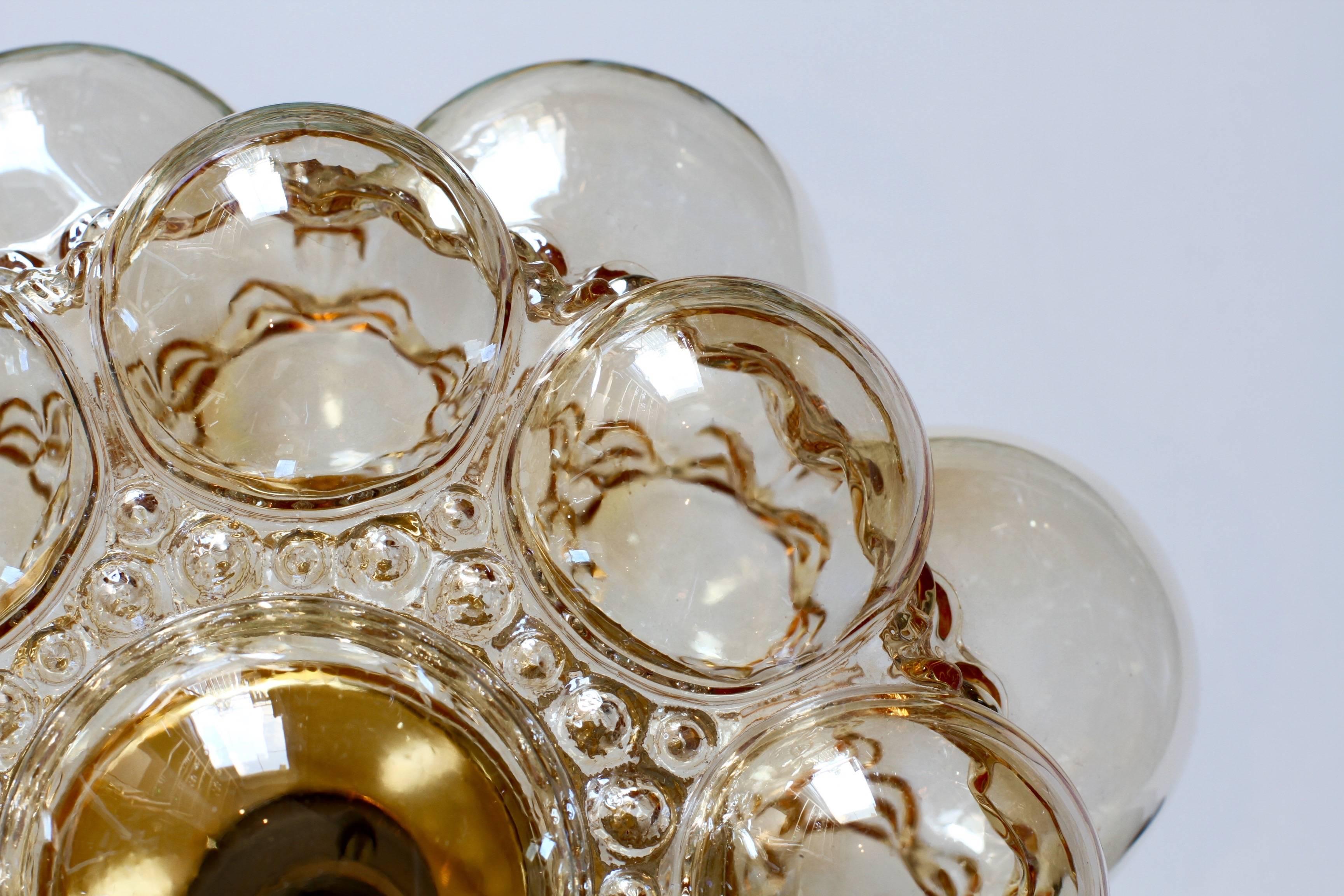 Amber Toned Bubble Glass Flush Mount Lights by Helena Tynell for Limburg, 1960s 1