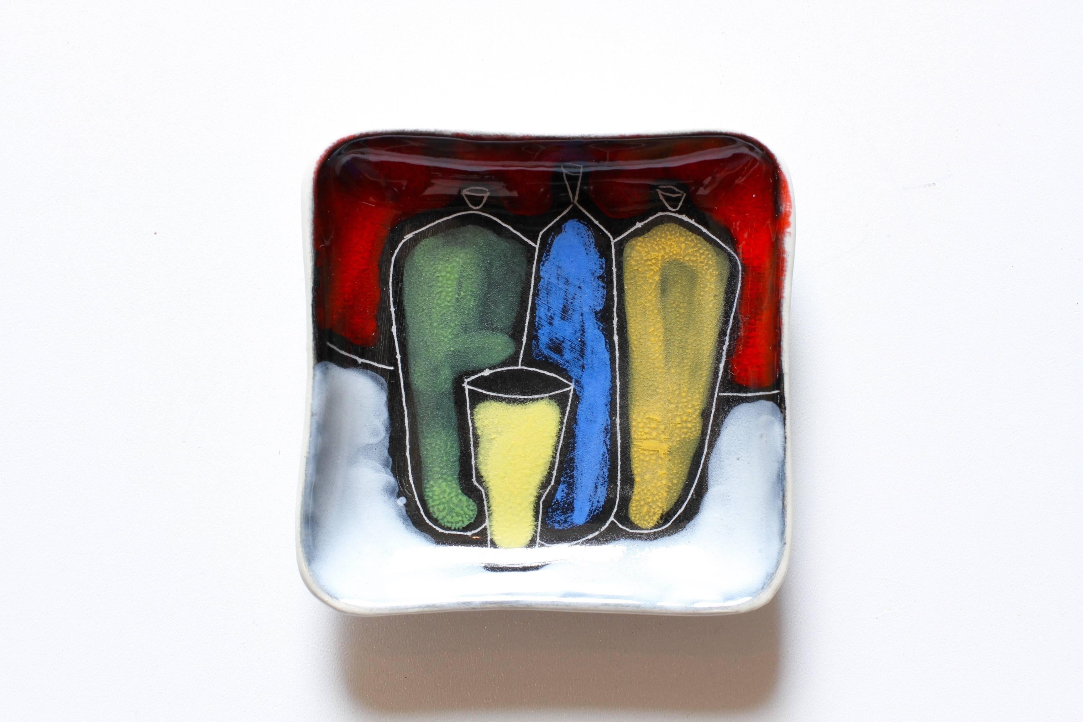 20th Century Colorful Vibrant Set of Italian Mid-Century Sgraffito San Marino Ceramic Dishes