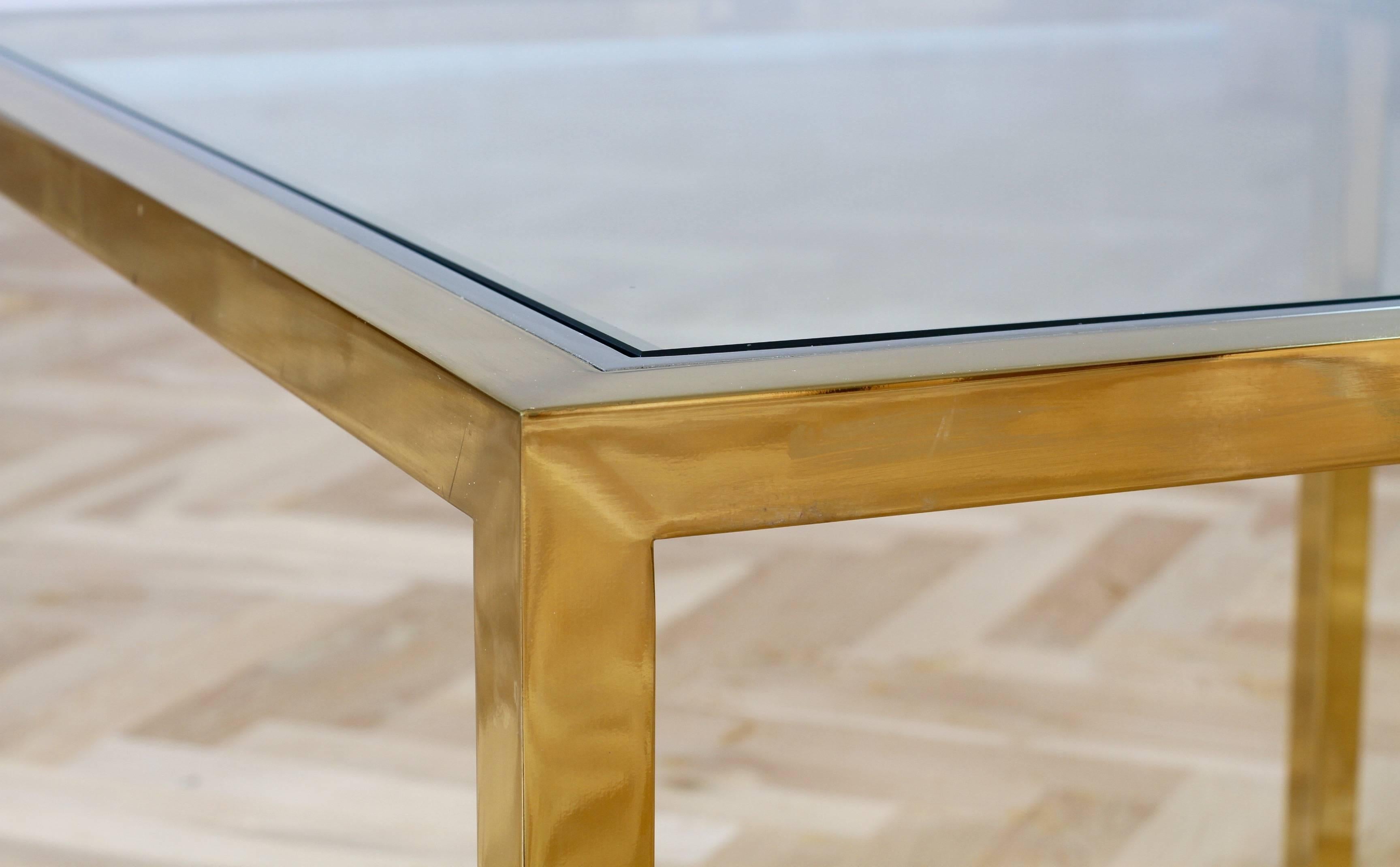 Large Brass and Chrome Mid-Century Coffee Table attributed to Maison Jansen In Good Condition In Landau an der Isar, Bayern