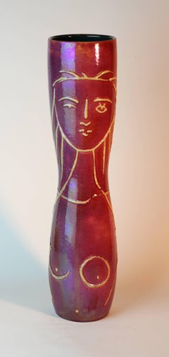 Raro e importante jarrón alto hecho a mano por Guerrino Tramonti, Italia, hacia 1952