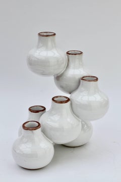 Mid-Century Vintage Italian White Ceramic "Spiral" Vase, circa 1970s