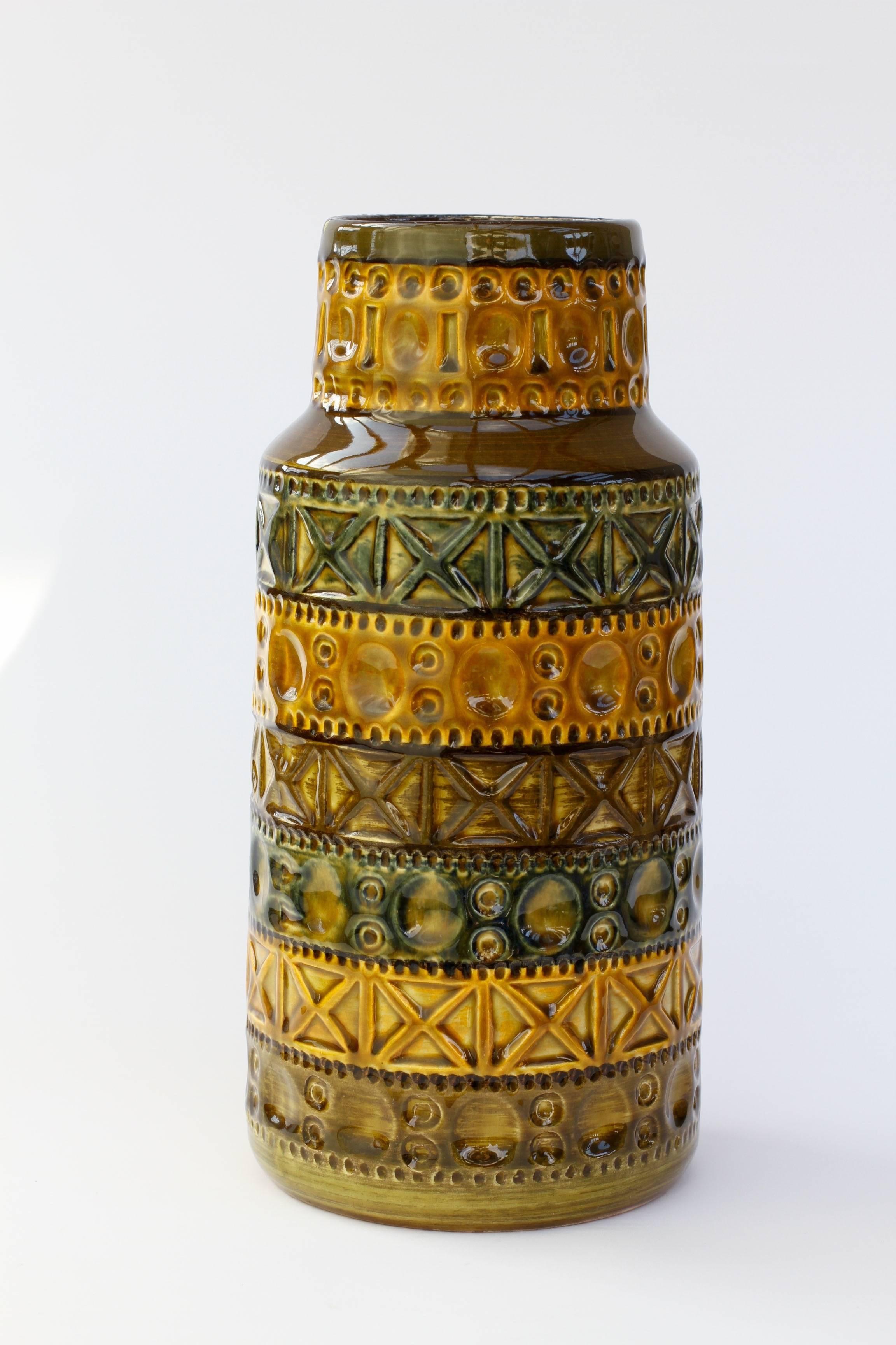 Mid-Century Modern Vintage West German Vase Designed by Bodo Mans Bay Pottery, circa 1970