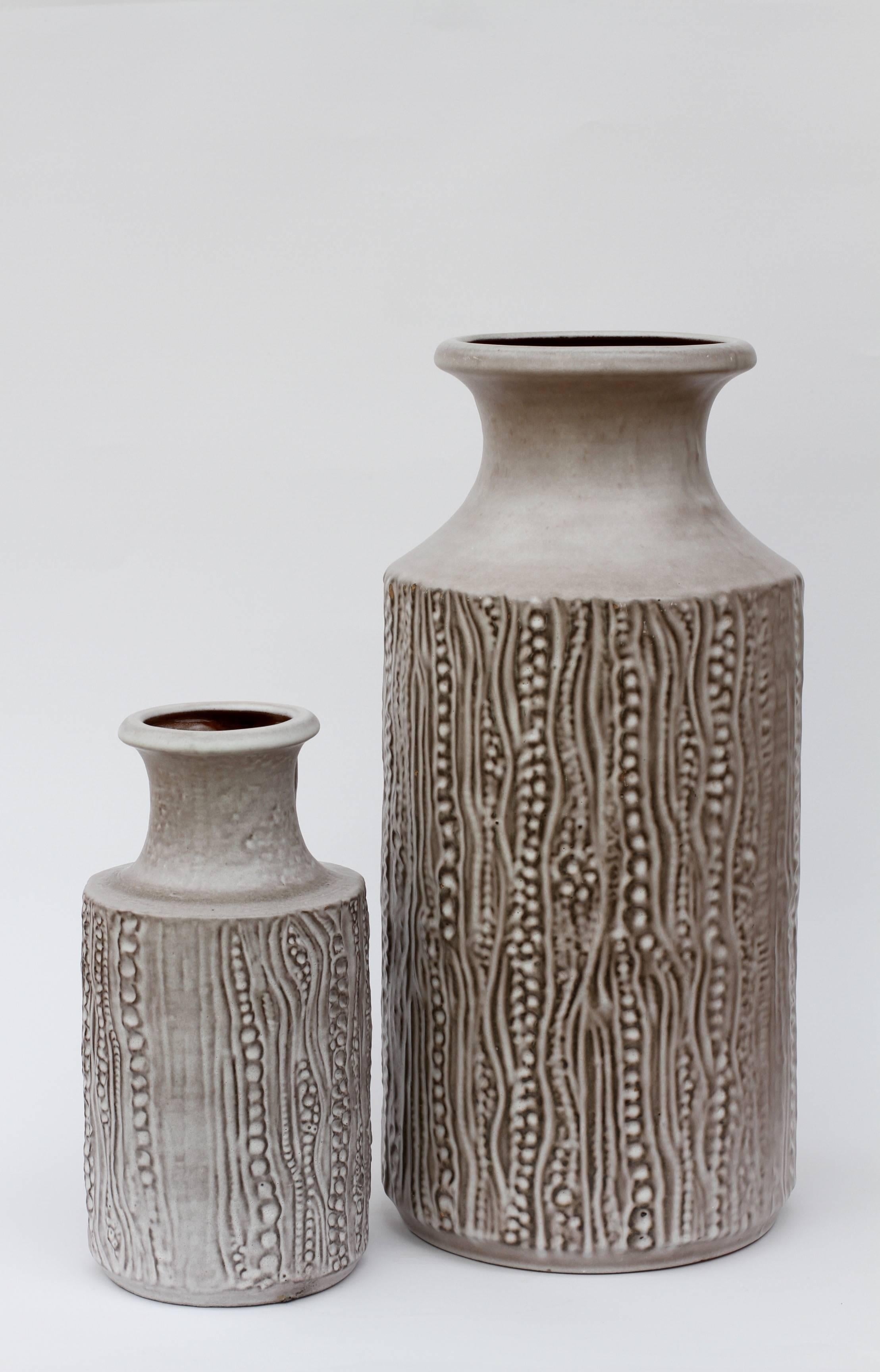 Mid-Century Modern Paire de vases en reptiles gris ouest-allemands du milieu du siècle par Dieter Peter pour Carstens