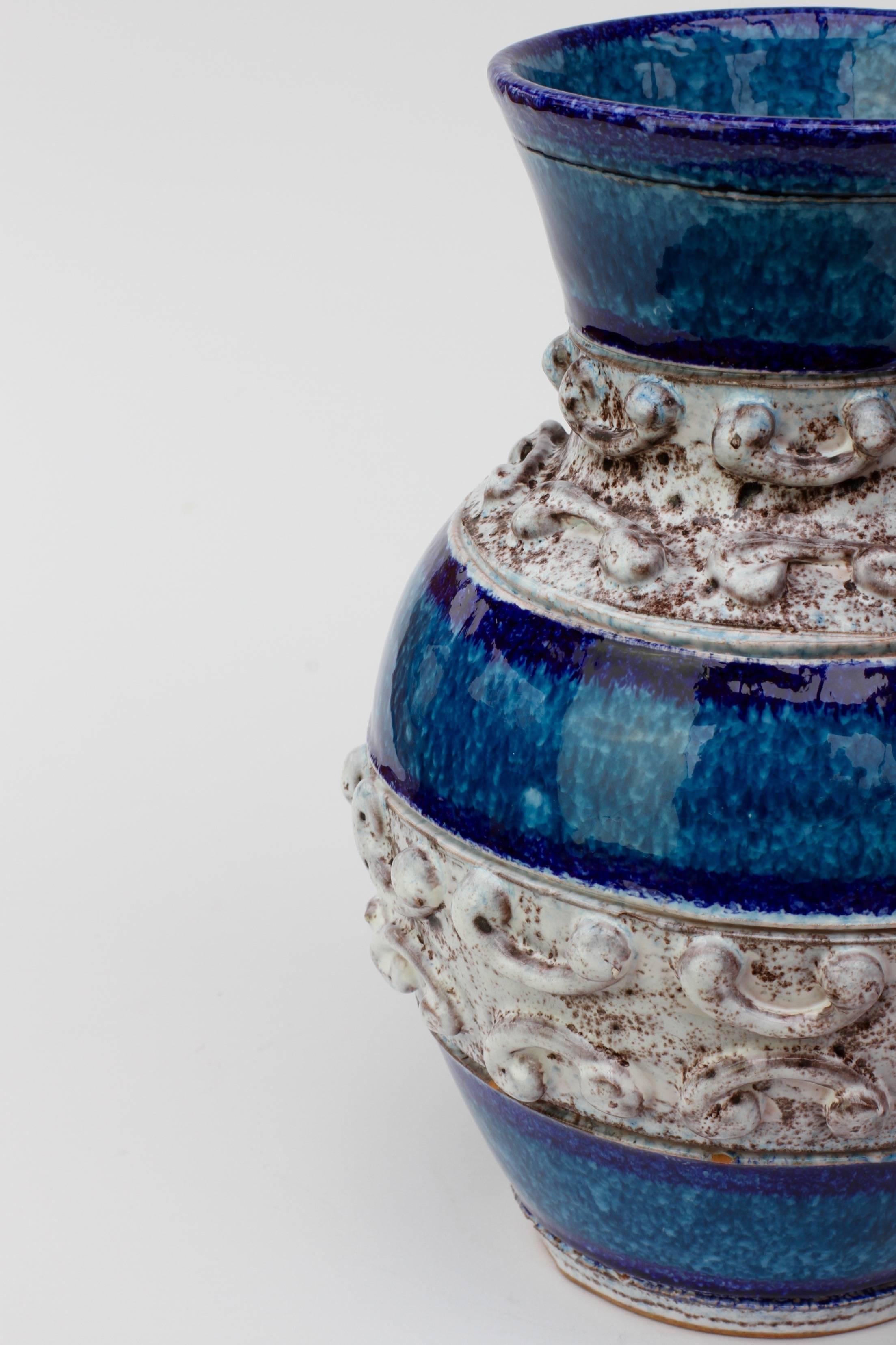 Midcentury Blue Italian Ceramic Vase by Fratelli Fanciullacci, circa 1960 1