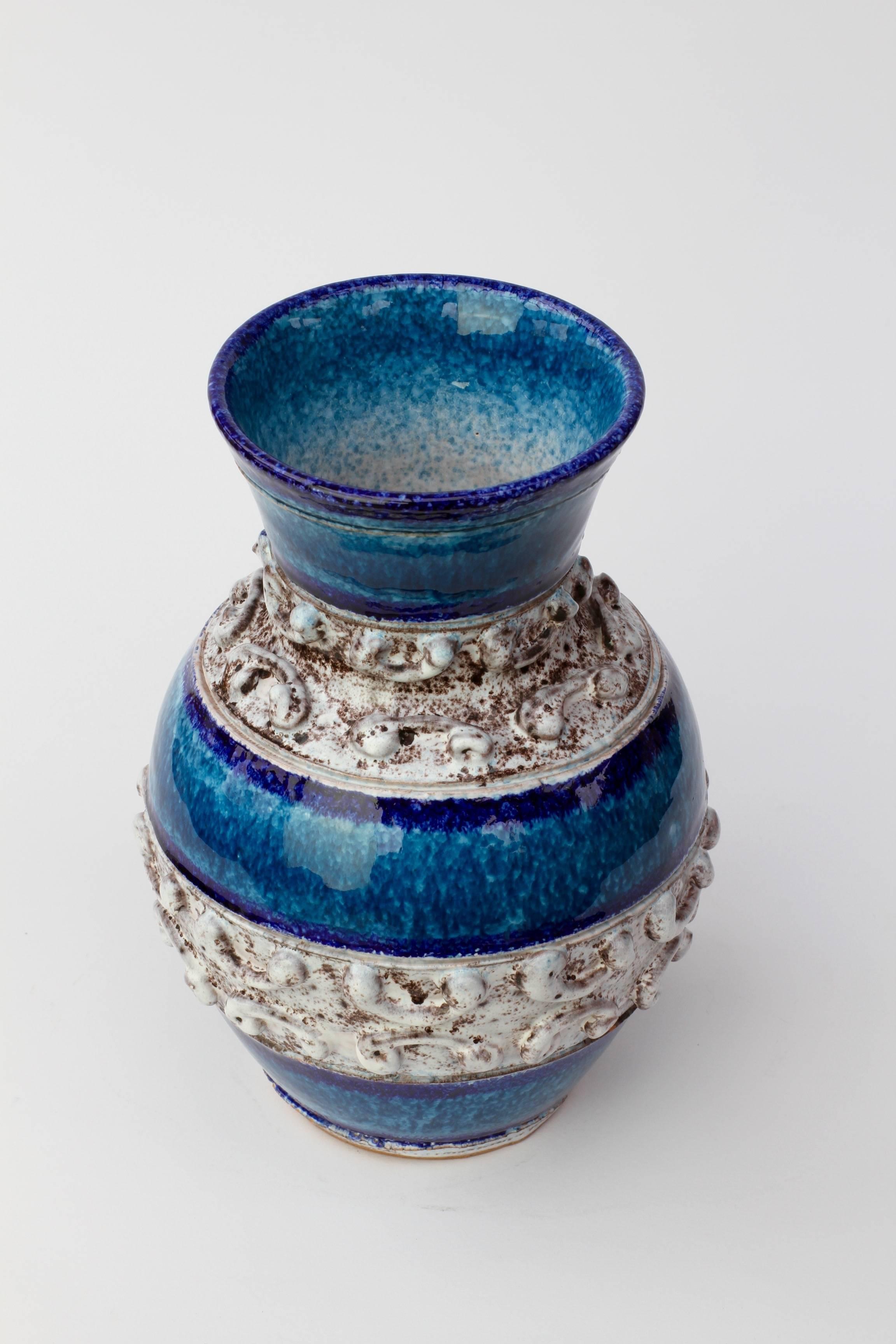 20th Century Midcentury Blue Italian Ceramic Vase by Fratelli Fanciullacci, circa 1960