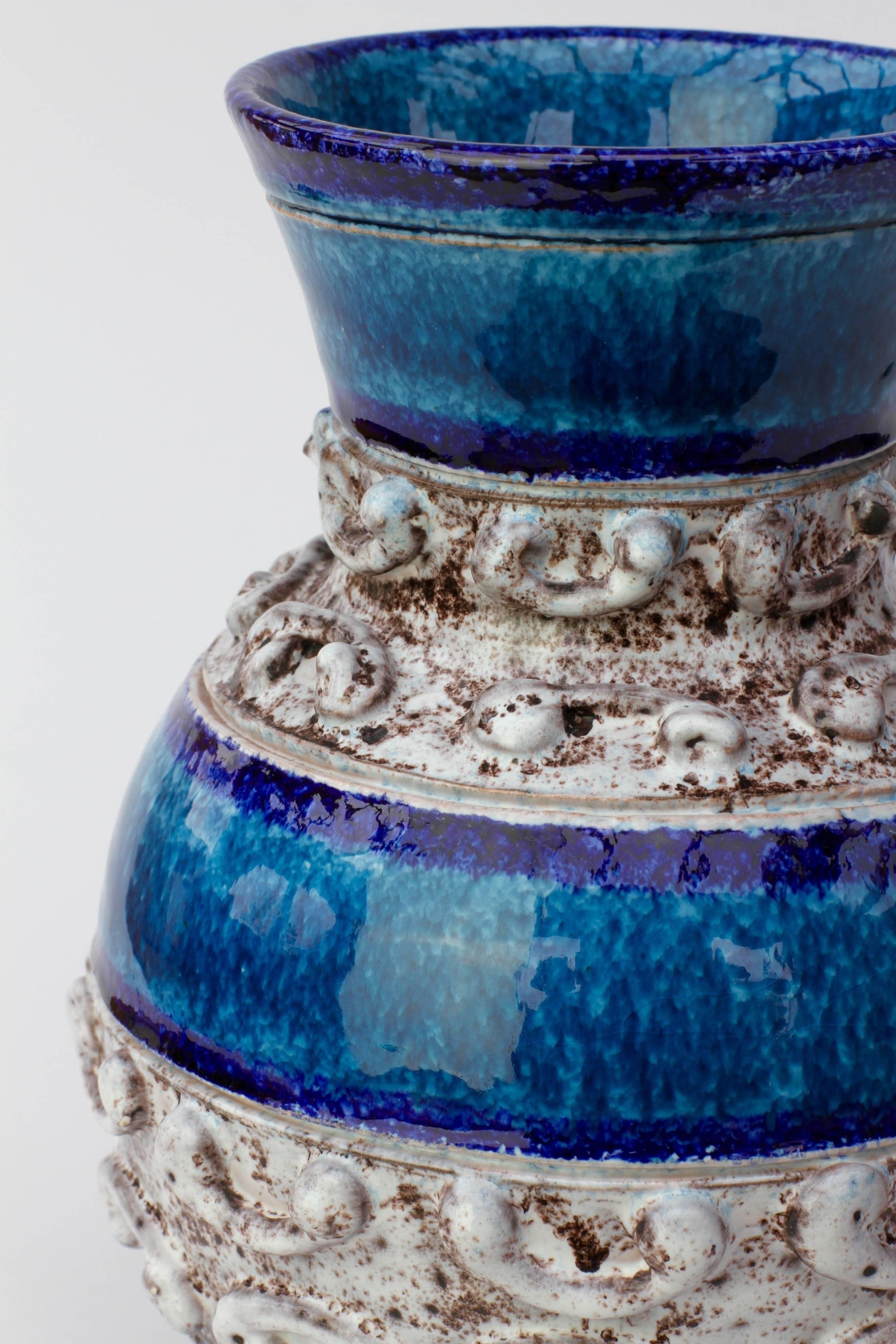 Midcentury Blue Italian Ceramic Vase by Fratelli Fanciullacci, circa 1960 2