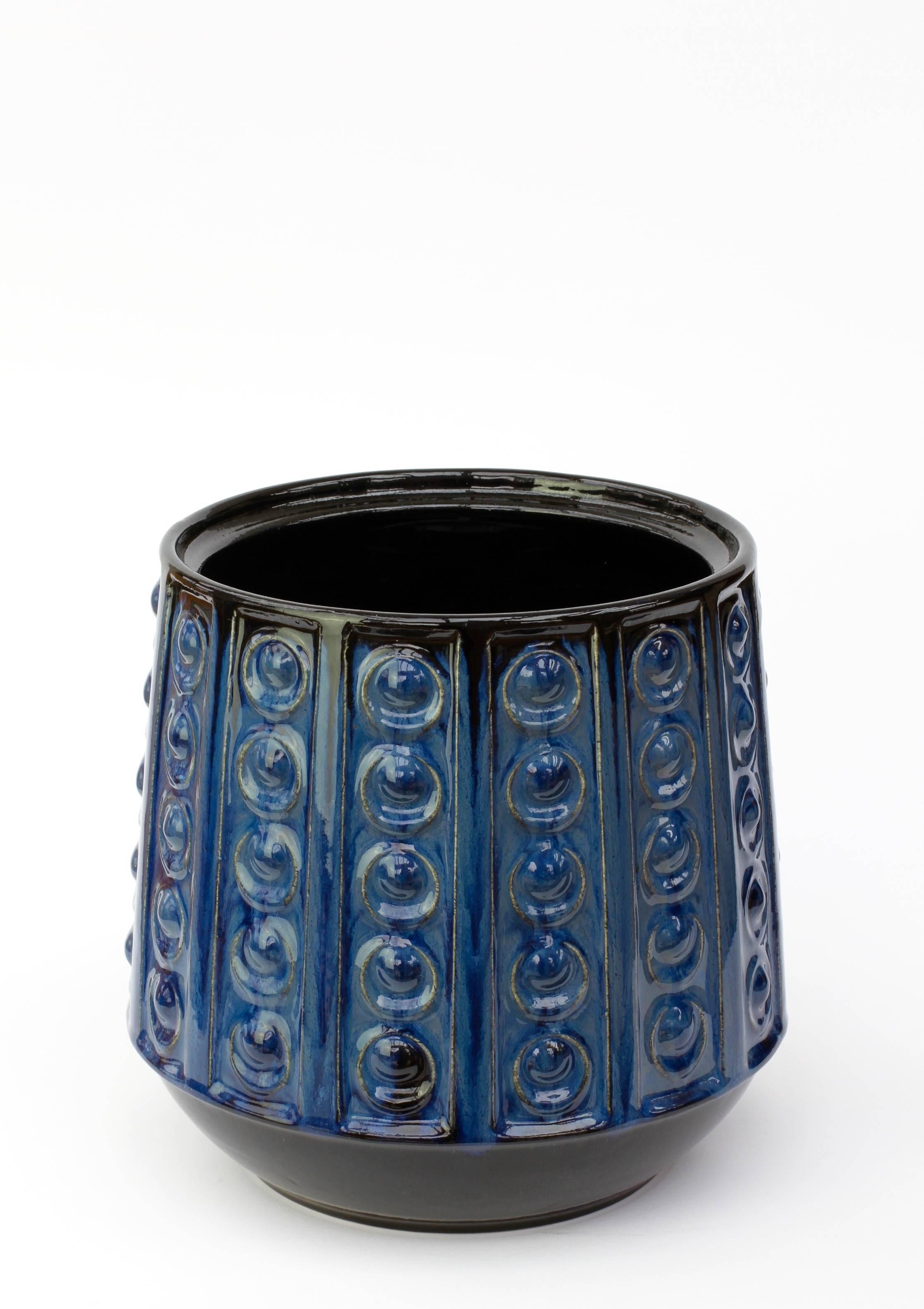 Mid-Century Modern Textured Blue Mid-Century West German Vase or Pot by Jasba Pottery, circa 1970