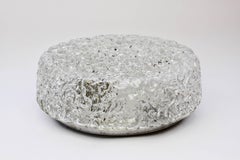 Limburg 1970s Vintage Textured Ice Glass Flush Mount Wall or Ceiling Light/Lamp