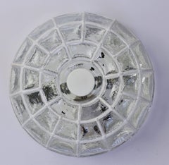 Vintage 1960s White Iron and Glass Honeycomb Domed Wall Light or Lamp by Limburg