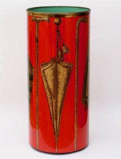 1950s Italian Hand-Painted Red Umbrella Stand or Holder by Felice Galbiati