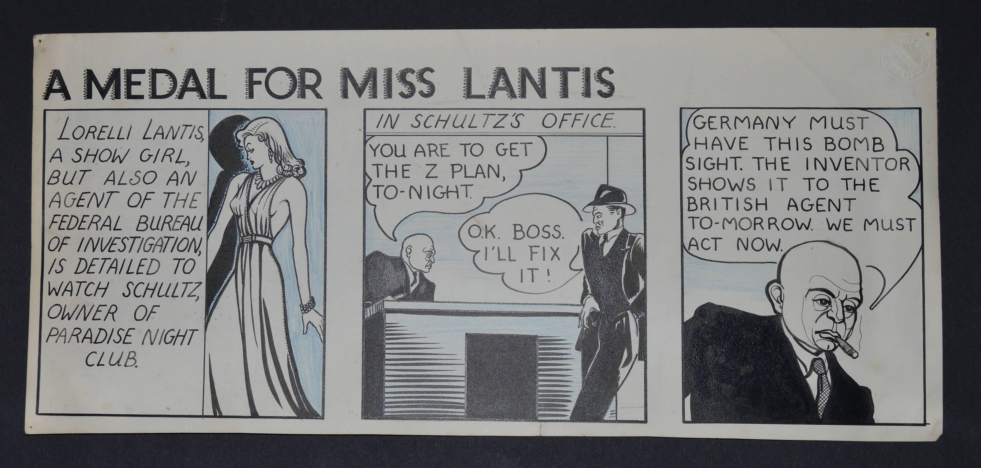 English Original Artwork for a Detective Newspaper Strip, 1940s
