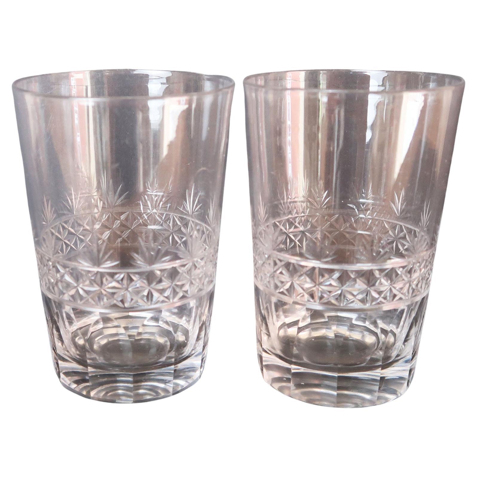 Pair of Antique Georgian Style Glass Whisky Tumblers