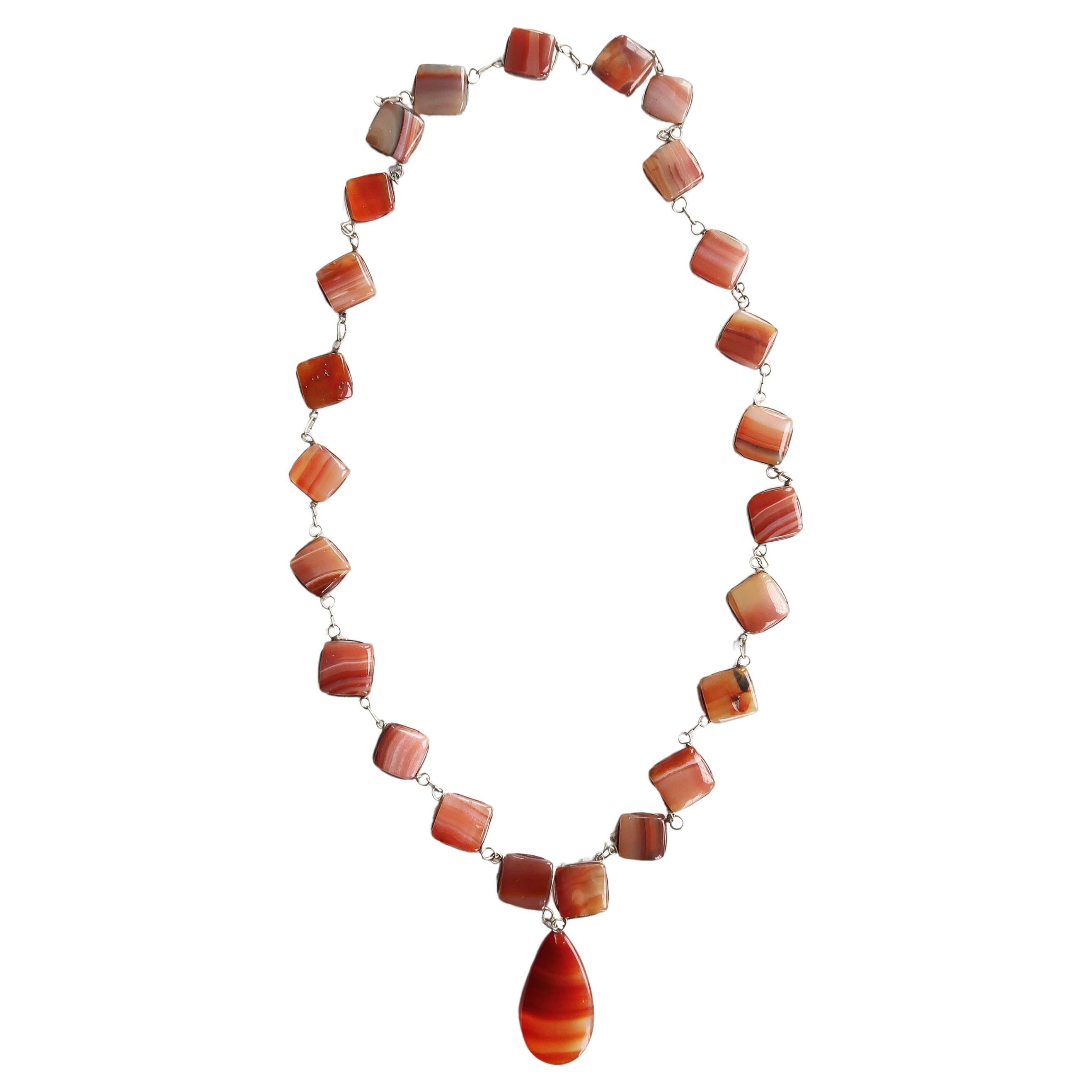Vintage 1960's Costume Jewelry- A Carnelian Necklace. For Sale