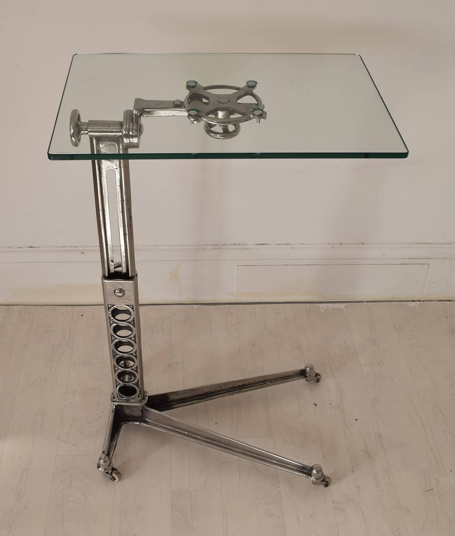 Industrial Polished Metal Side Table, English, ca. 1920