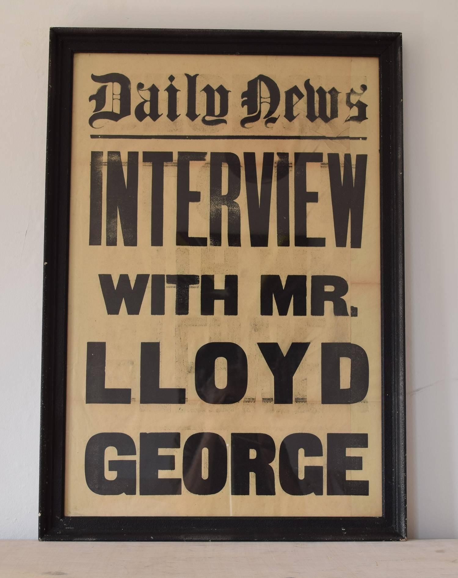 
Amazing piece of art and historical memorabilia.

Originally an advert for a newspaper

Presented in an ebonized frame.