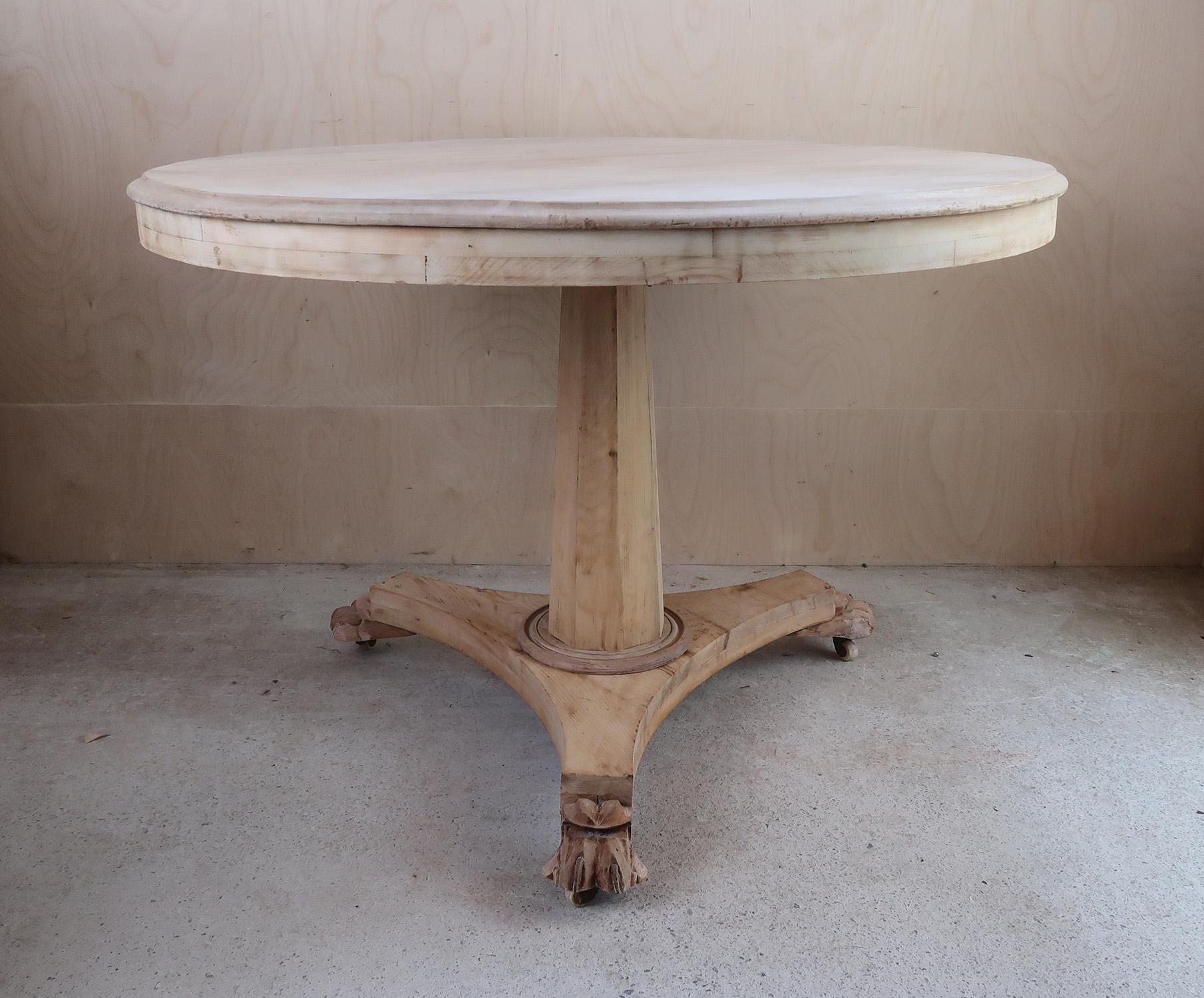 Mid-19th Century Small Antique Palladian Style Round Bleached Table, English, C.1835 For Sale