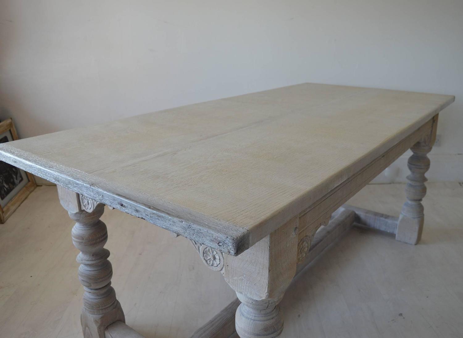 Antique 17th Century Style Limed Oak Dining Table At 1stdibs
