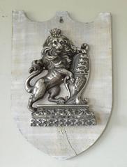 Antique Lion Rampant Heraldic Shield, English, ca. 1860