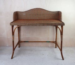 Vintage Art Deco Painted Rattan And Bentwood Console Table. French 1930's