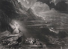 Schabkunstblatt von John Martin, Moses, der die Tische zerschlägt, Sangster, um 1850