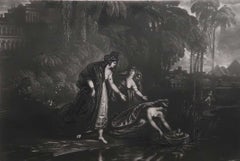 Mezzotint by John Martin, Pharaoh's Daughter Finding Moses, Sangster, C.1850