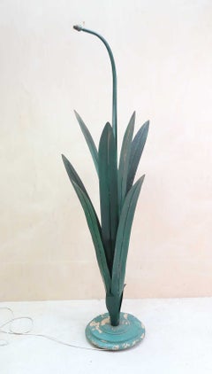 Vintage Painted Metal Daffodil Floor Lamp or Theatre Light. English 1920's