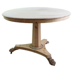 Small Antique Palladian Style Round Bleached Table With Lions Paw Feet. C.1835
