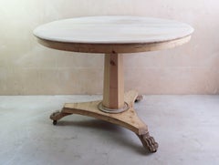 Small Antique Palladian Style Round Bleached Table With Lions Paw Feet. C.1835