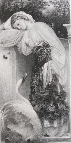 Original Antique Pre-Raphaelite Print After Lord Leighton, C.1860