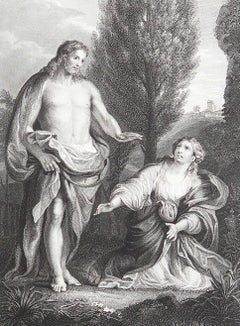 Original Antique Print of Jesus And Mary Magdalene After Raphael. 1841