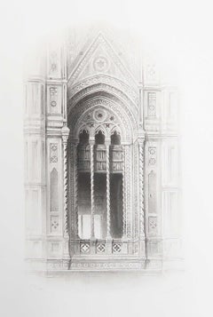 Original Antique Architectural Print by John Ruskin, circa 1880, 'Florence'